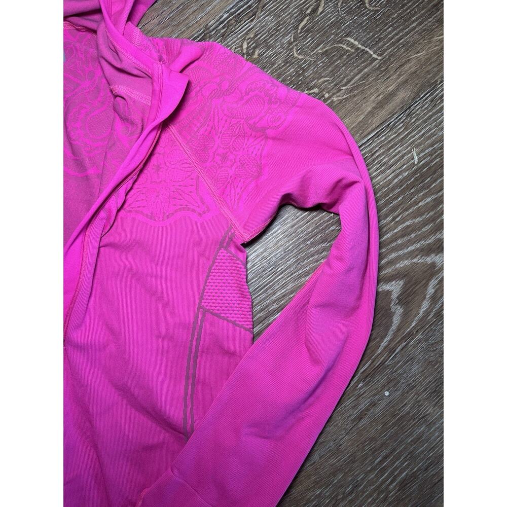 Athleta Floral Jacquard Half Zip Hoodie Pink Athletic Top Women Medium - Picture 6 of 10